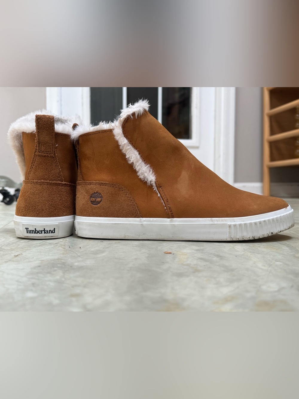 Timberland Brown Suede Faux Fur Slip On Sneakers Womens Size 8 - Picture 12 of 12